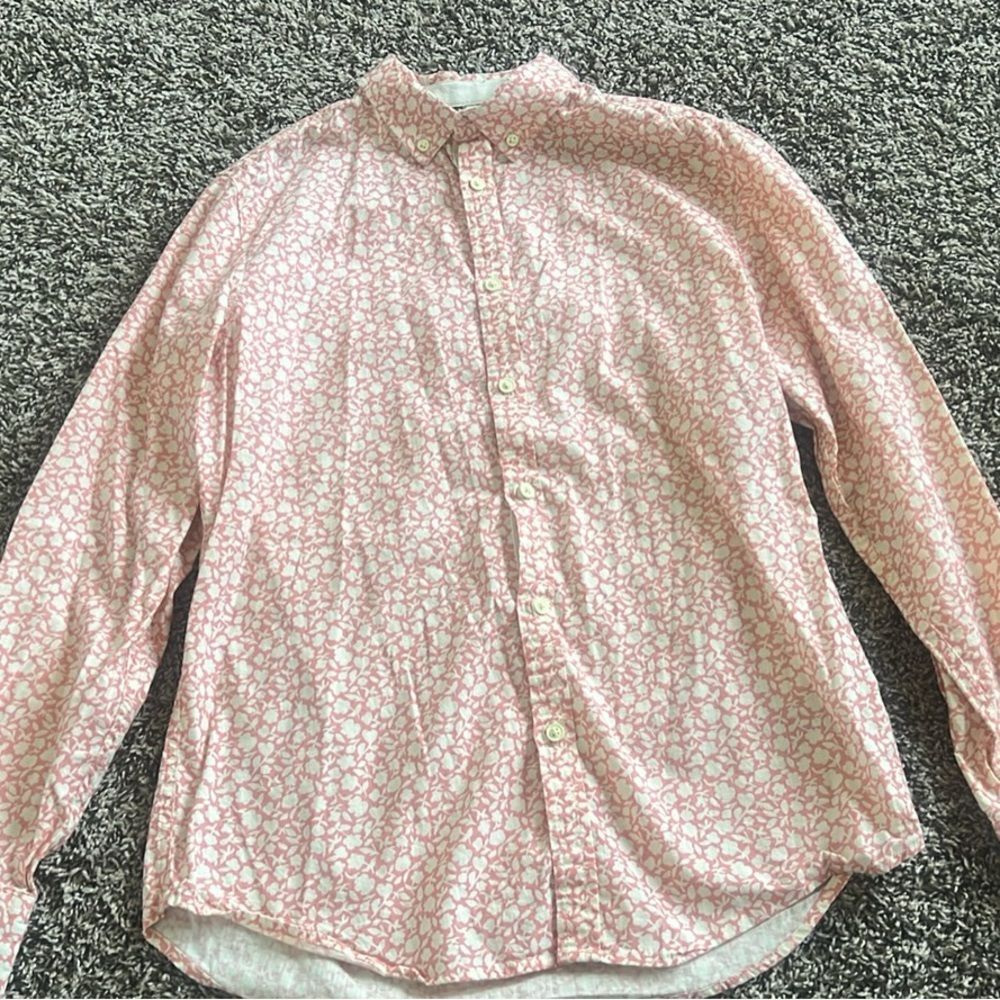 Pink Patterned Button-Up Shirt